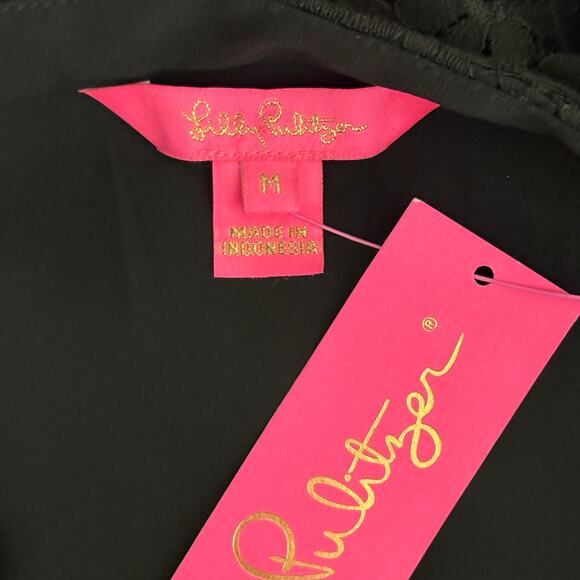 Lilly Pulitzer JACELYNNE Long Sleeve Carnival Lace Onyx Top in Black M NWT $168 - Picture 8 of 10